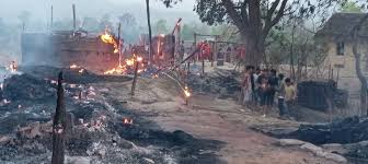 दाङको राजपुुरमा आगलागी हुँदा २४ घर र १० गोठ जले