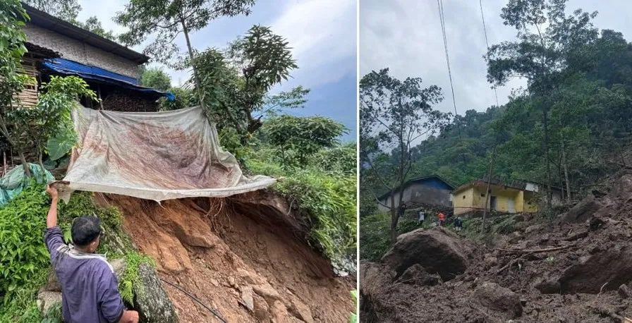 सिलिचोङमा पहिरोः विस्थापितको सङ्ख्या २८, विद्युत सेवा अवरुद्ध, ६०० घर अन्धकारमा